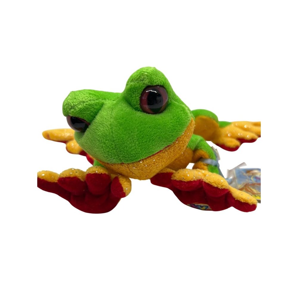 Ganz Webkinz Green Tree Frog Plush Toy Sparkling Details 7" Code has been opened